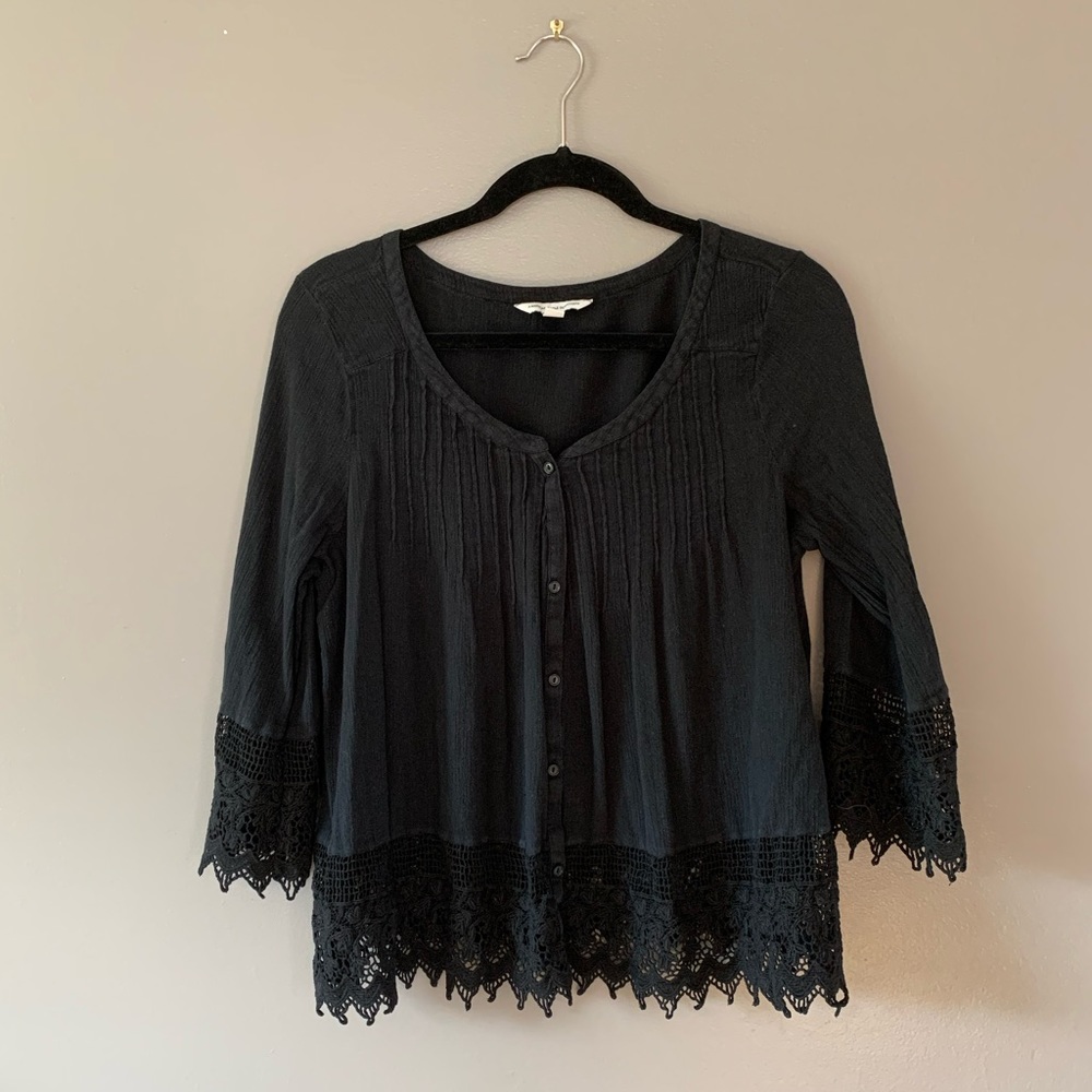 American Eagle Black Crochet Top